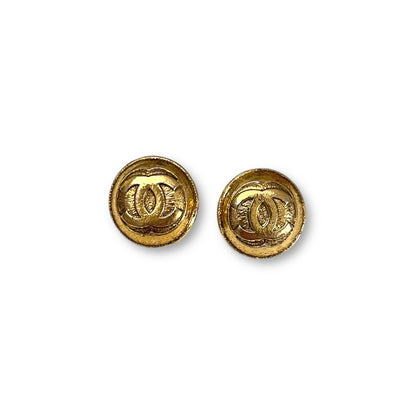 Chanel Vintage Authentic Small Gold Metal CC Interlocking Logo Buttons (Two) - main product photo