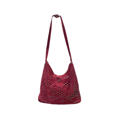 Fendi Vintage Perforated Merlot Suede Bucket/Crossbody Bag with Attached Coin Purse - photo 5 of 16