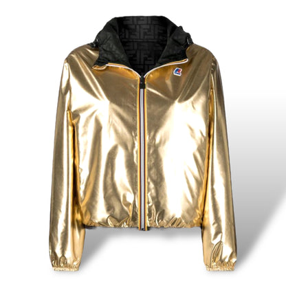 Fendi x K-Way Gold-Tone/Black Zucca Printed Reversible Nylon Windbreaker - photo 7 of 7
