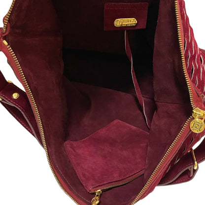 Fendi Vintage Perforated Merlot Suede Bucket/Crossbody Bag with Attached Coin Purse - photo 2 of 16