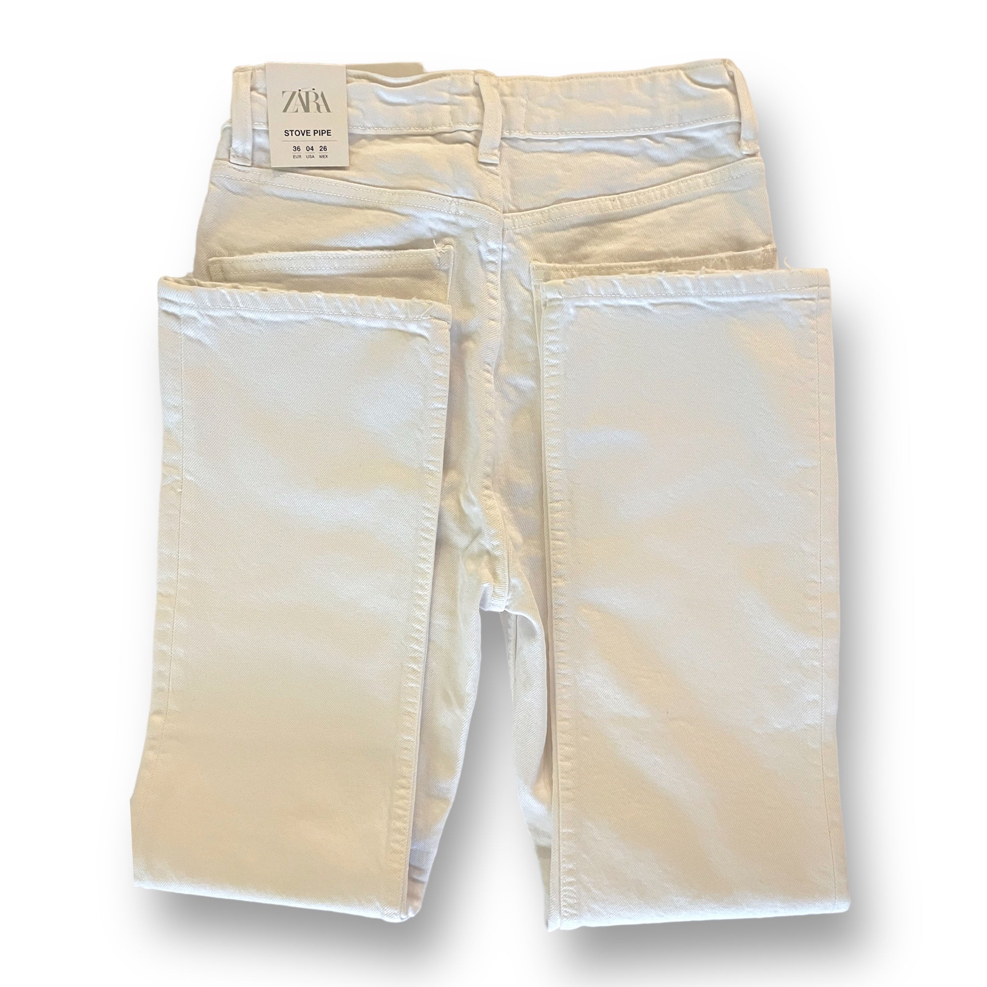 ZARA High-Rise STOVE PIPE White Denim Jeans |Size: EU 34 US 4|