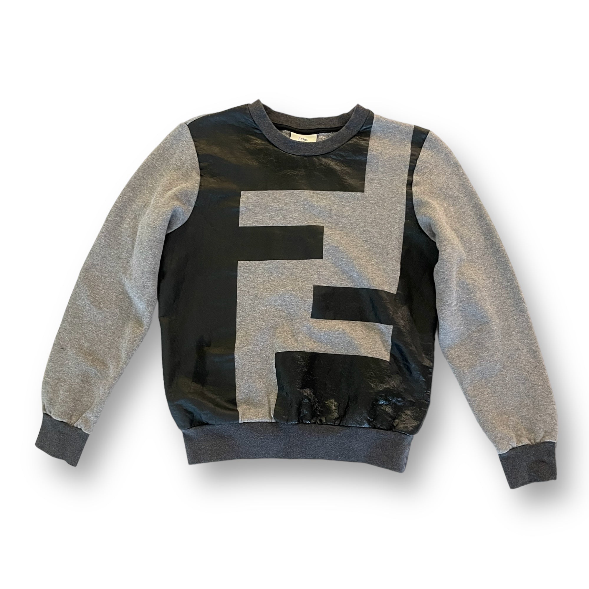 FENDI Double FF Motif Grey & Black Sweater |Size: Youth 12A|