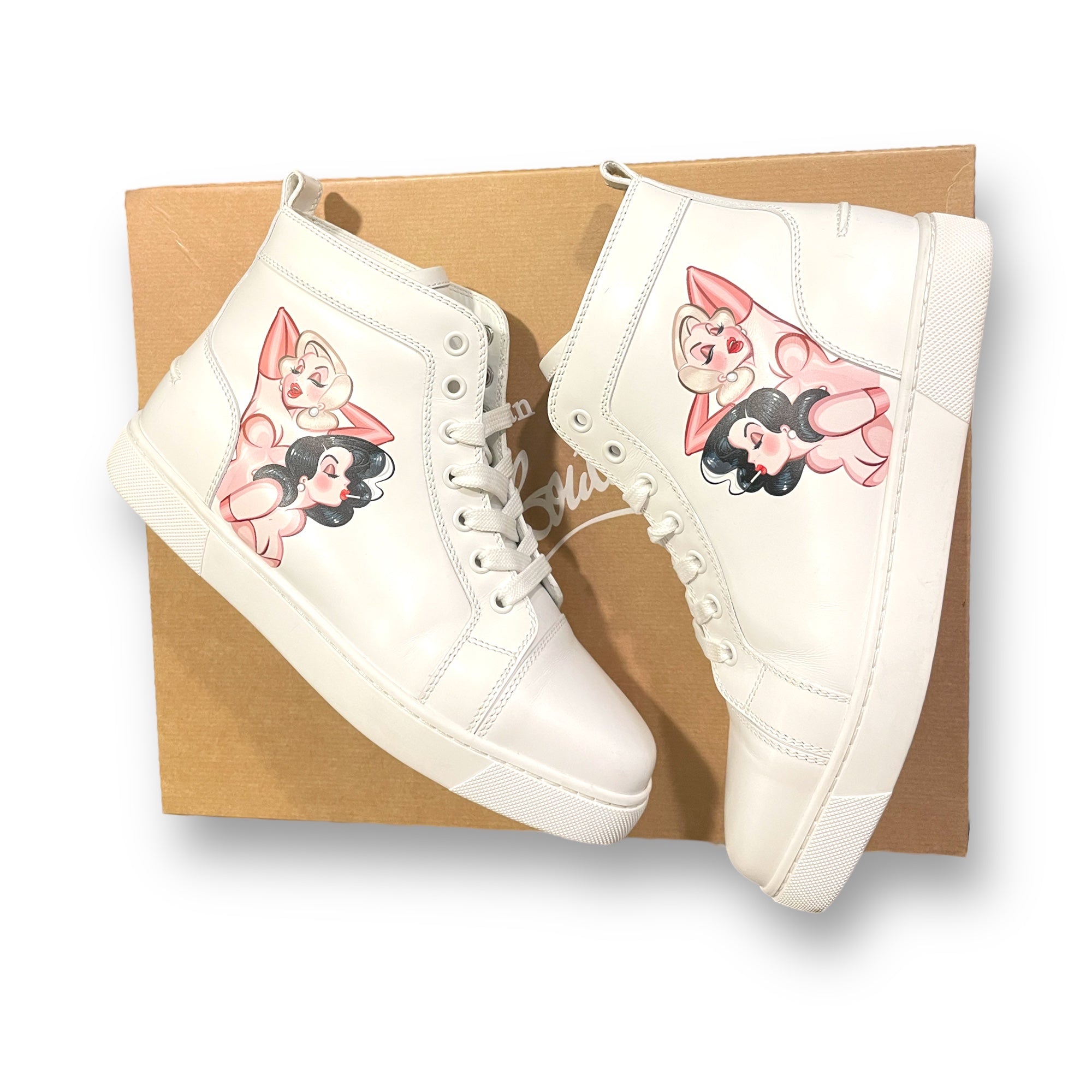 Christian Louboutin Loupin Up Donna High-Top Leather Sneakers |Size:IT 38|