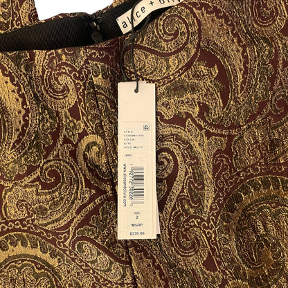 Alice + Olivia Gold Lamè Paisley Printed Straight Leg Pants - photo 3 of 6