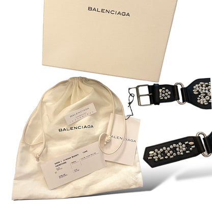 Balenciaga Paris Black Leather Belt with Silver Grommet Accents - photo 4 of 9