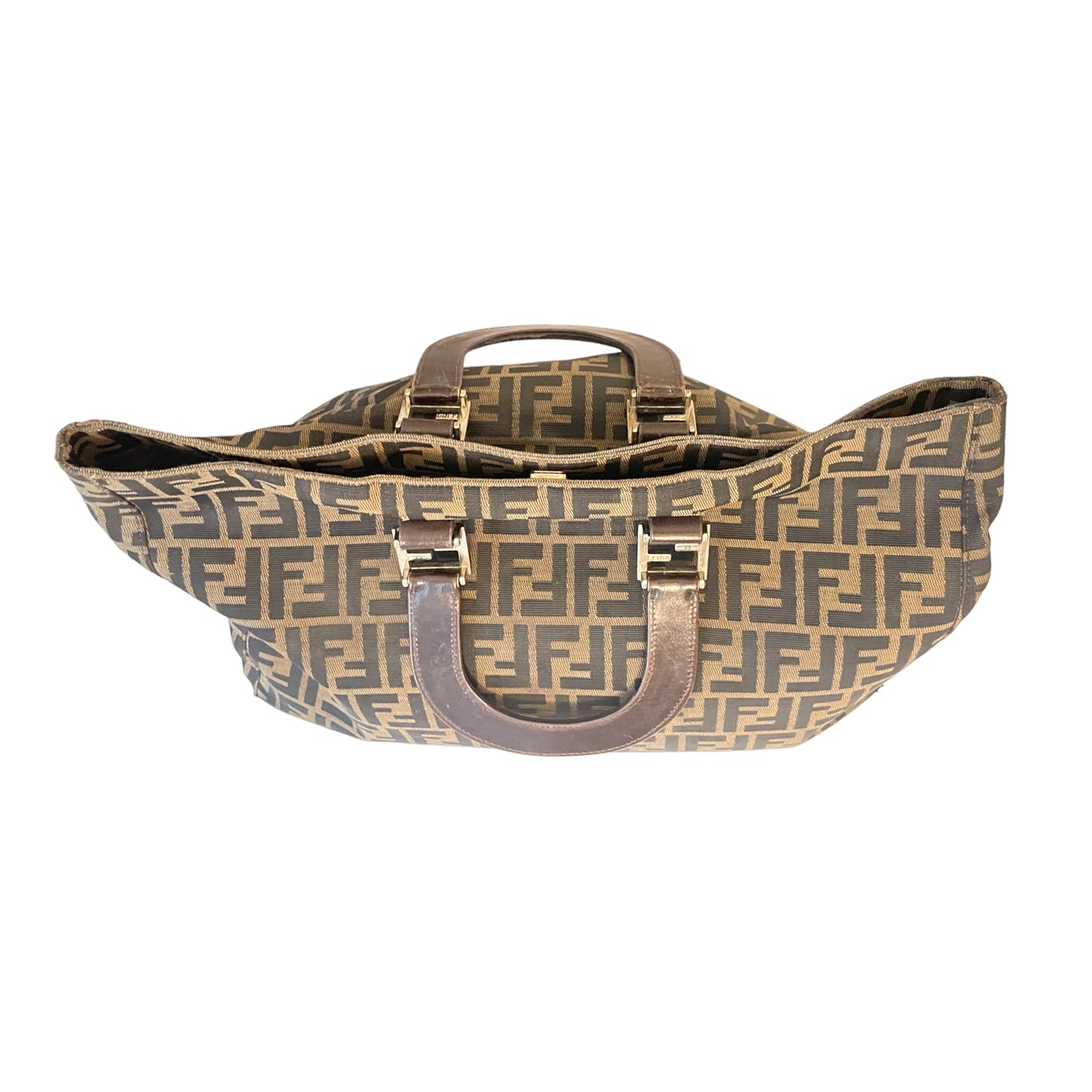 FENDI ZUCCA Print LARGE Vintage Twin Tote