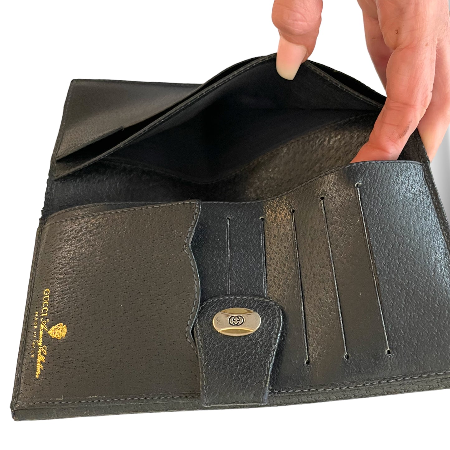 GUCCI Vintage Navy Blue Classic GG Motif Monogram Long Wallet