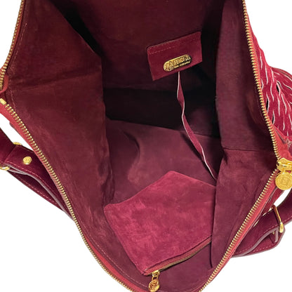 Fendi Vintage Perforated Merlot Suede Bucket/Crossbody Bag with Attached Coin Purse - photo 8 of 16