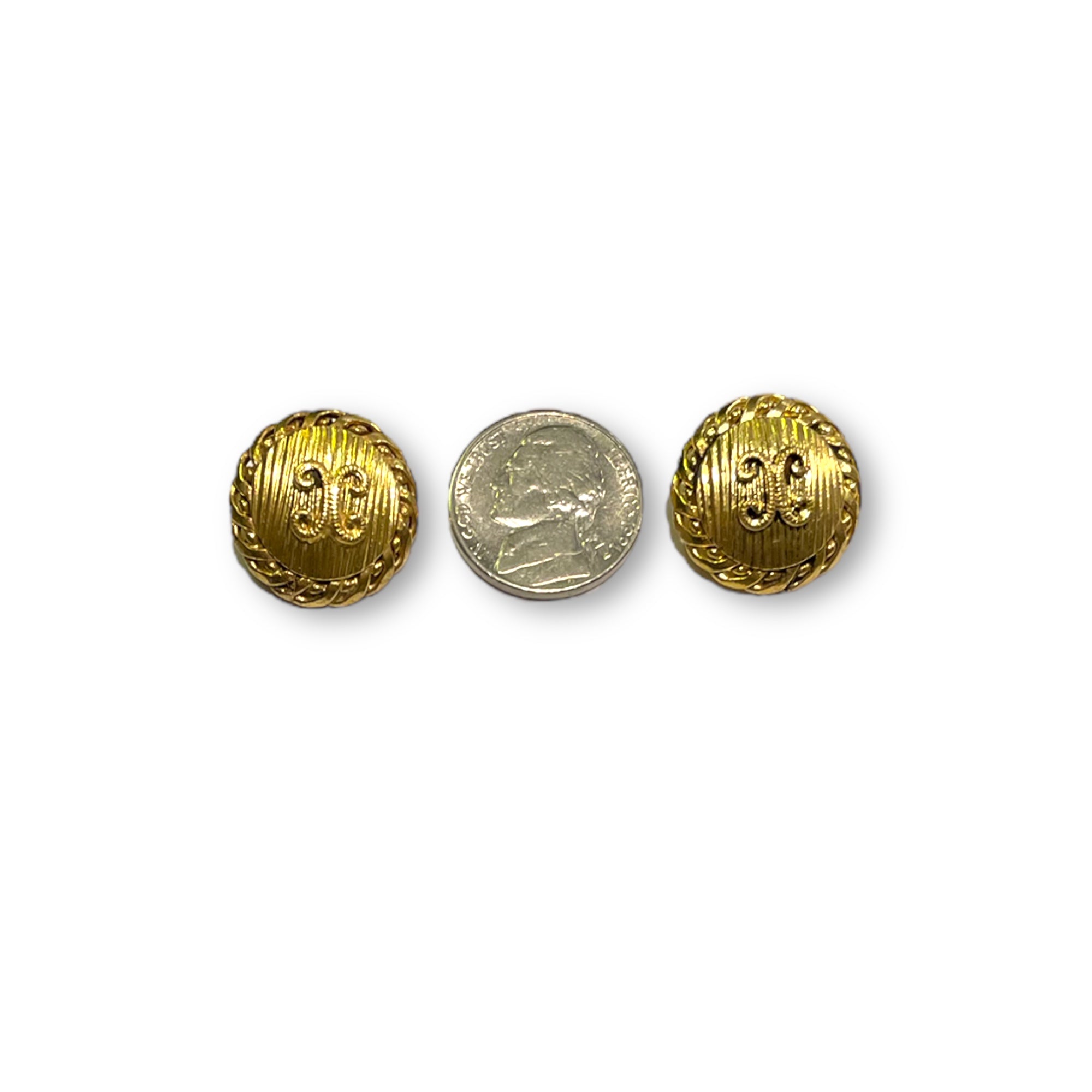 CELINE Authentic Vintage Gold Metal Logo Buttons (Five)