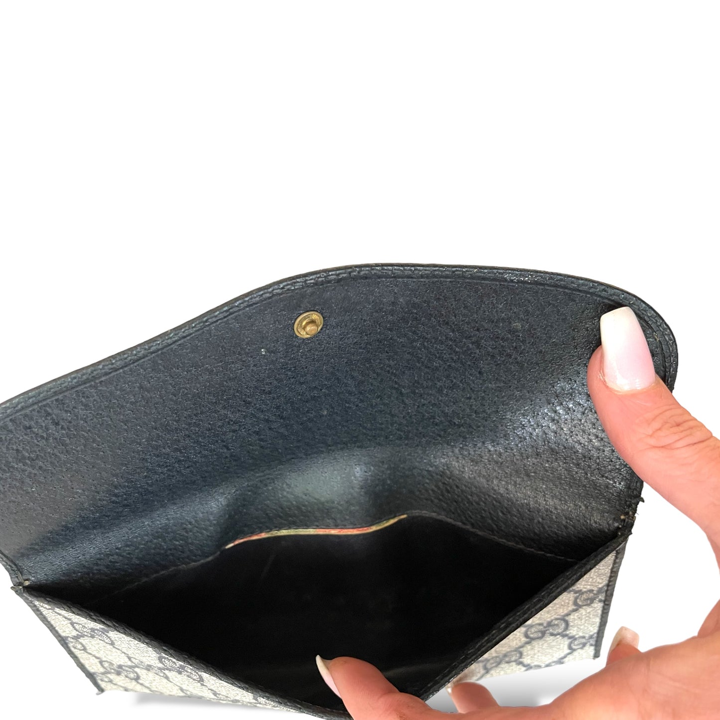 GUCCI Vintage Navy Blue Classic GG Motif Monogram Long Wallet