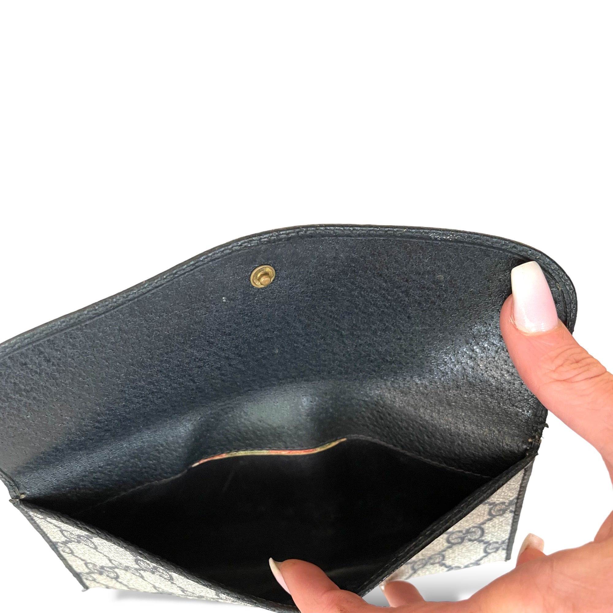 GUCCI Vintage Navy Blue Classic GG Motif Monogram Long Wallet