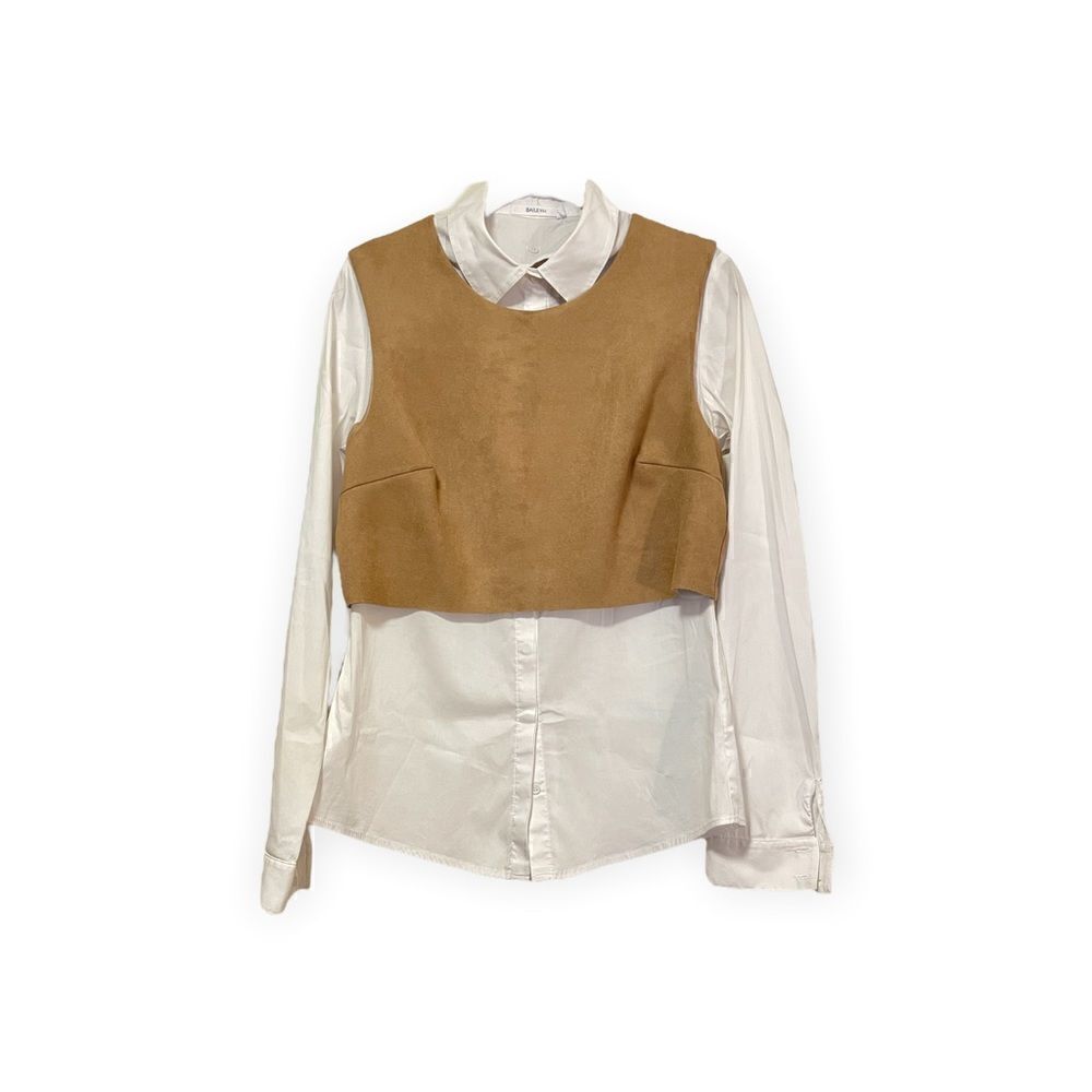 Bailey 44 BAILEY 44 Button down/ Cognac Suede Vest (detachable white collar) |Size: M|