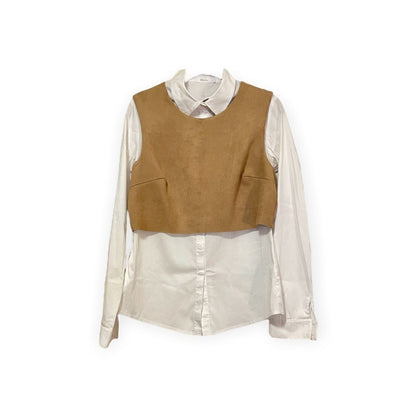 Bailey 44 BAILEY 44 Button down/ Cognac Suede Vest (detachable white collar) |Size: M|
