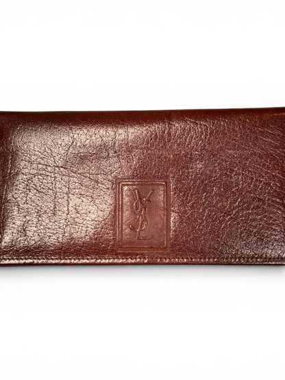 Saint Laurent Yves Saint Laurent Vintage Chestnut Brown Leather Envelope Wallet
