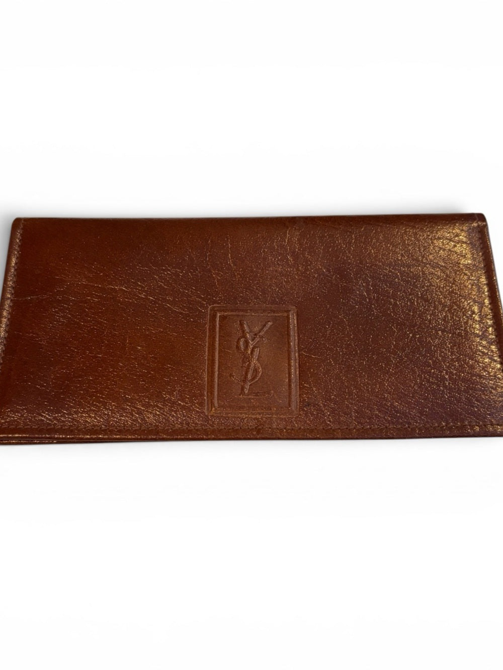Saint Laurent Yves Saint Laurent Vintage Chestnut Brown Leather Envelope Wallet