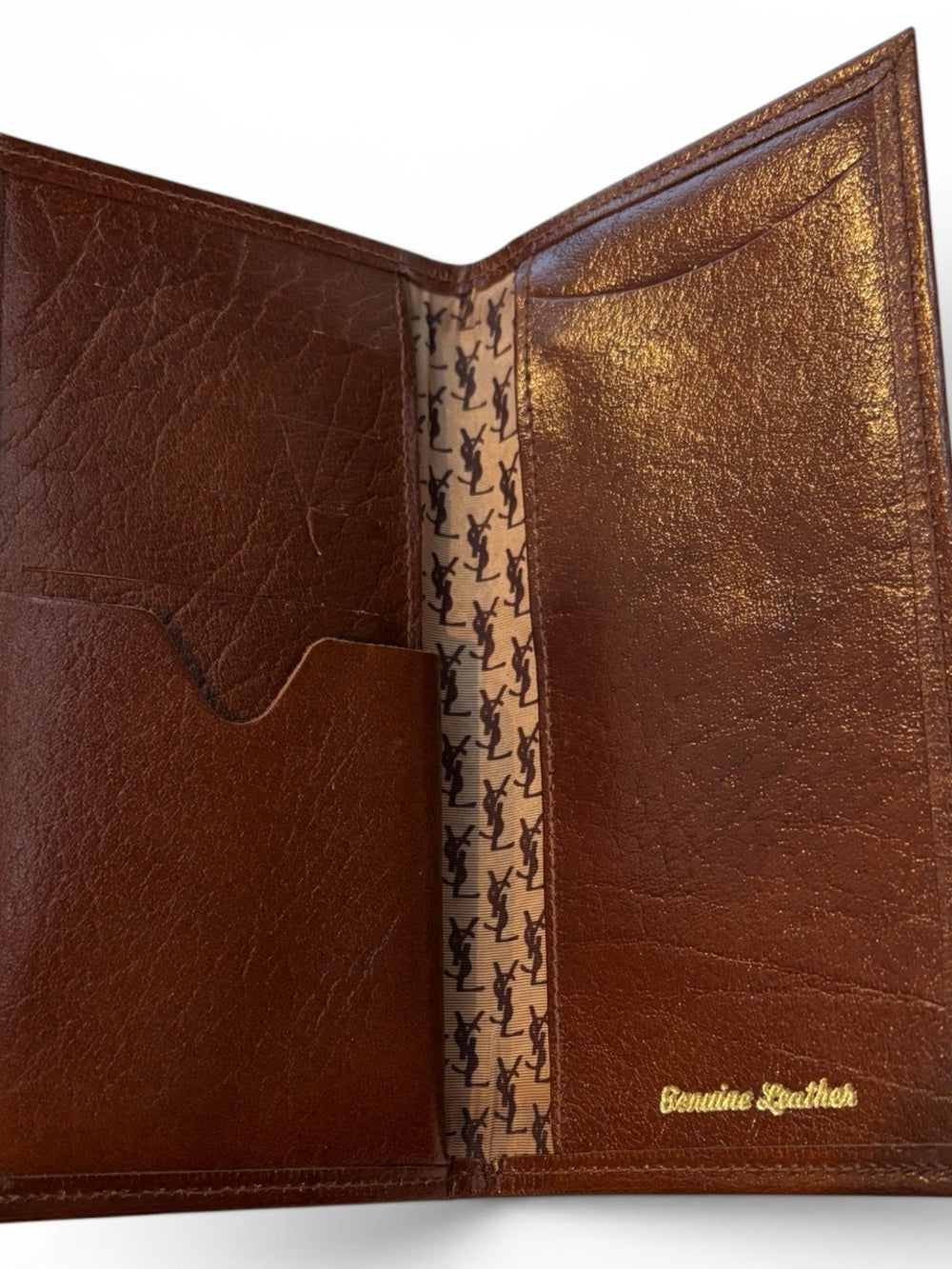 Saint Laurent Yves Saint Laurent Vintage Chestnut Brown Leather Envelope Wallet
