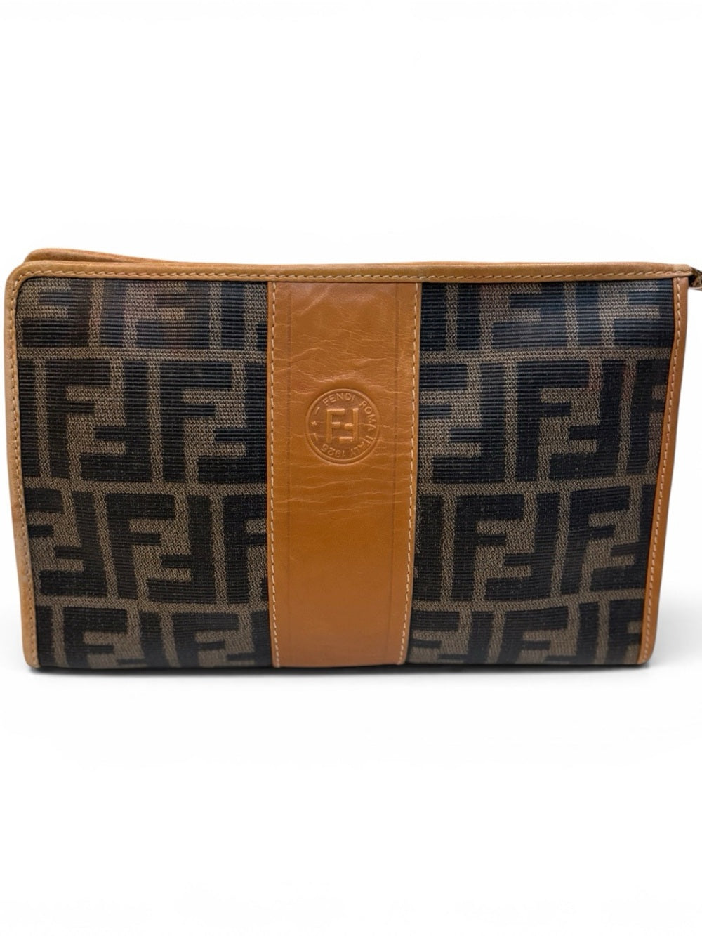 Fendi Vintage Fendi Brown and Tan FF Zucca Clutch