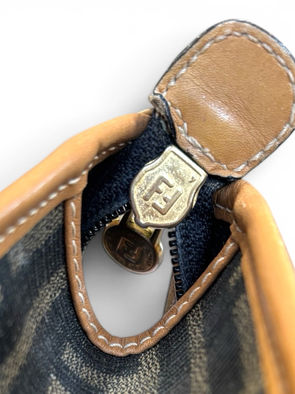 Fendi Vintage Fendi Brown and Tan FF Zucca Clutch