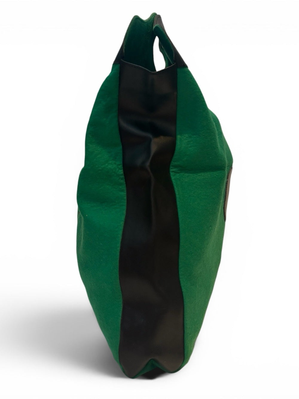 Gucci Gucci Green Canvas Shopper with Black Leather Trim