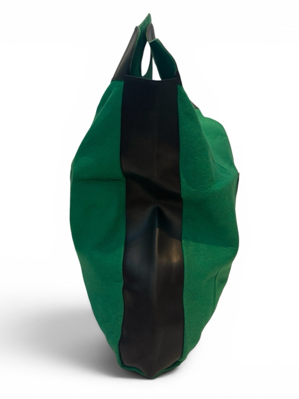 Gucci Gucci Green Canvas Shopper with Black Leather Trim