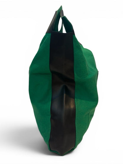 Gucci Gucci Green Canvas Shopper with Black Leather Trim