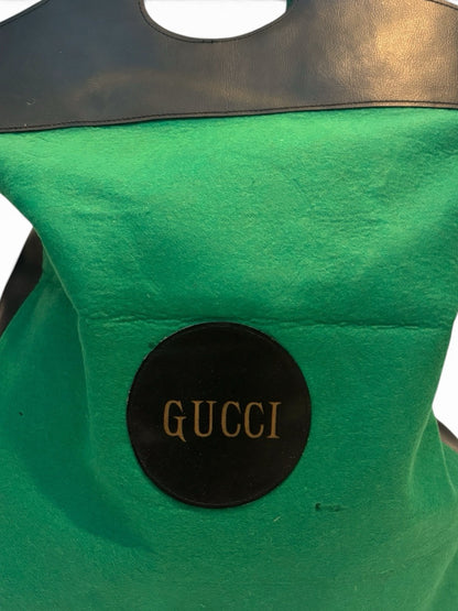 Gucci Gucci Green Canvas Shopper with Black Leather Trim