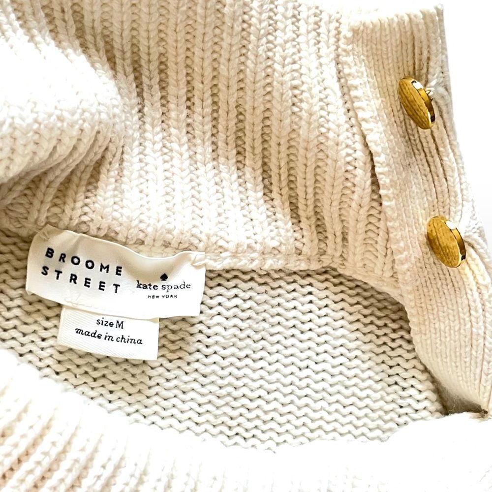 Kate Spade Brooke St. KATE SPADE Cream Swear with Gold Button Detail |Size: M|