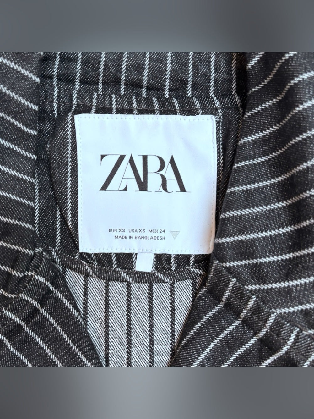 Zara ZARA Navy Pinstripe Cropped Trench Blazer