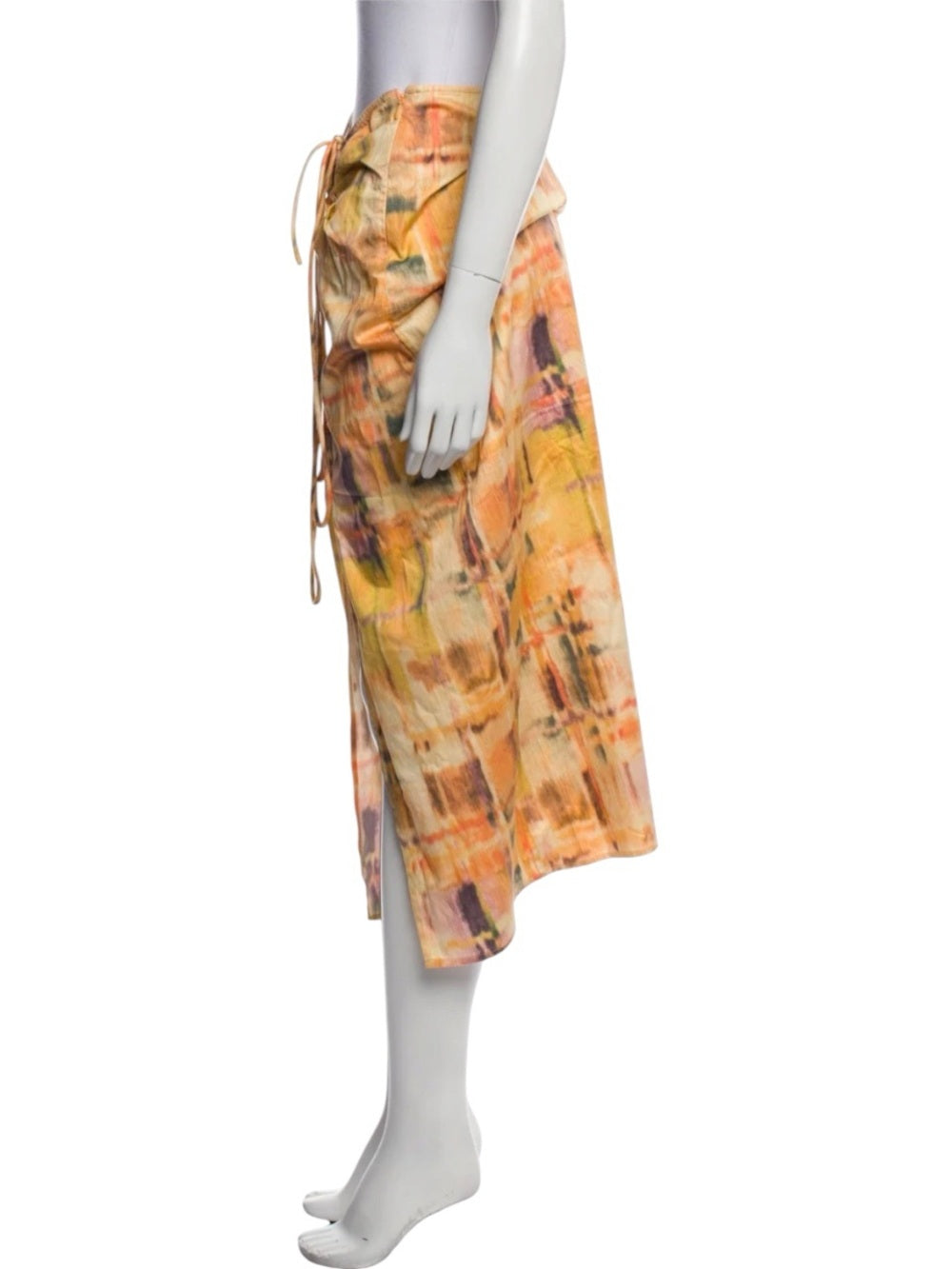 Cult Gaia Cult Gaia Yellow Peach Abstract Tie-Front Sarong Skirt