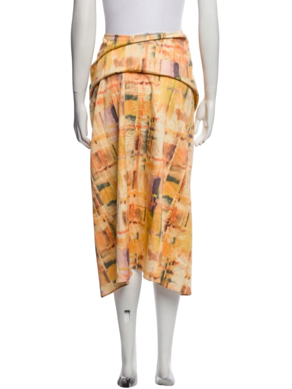 Cult Gaia Cult Gaia Yellow Peach Abstract Tie-Front Sarong Skirt