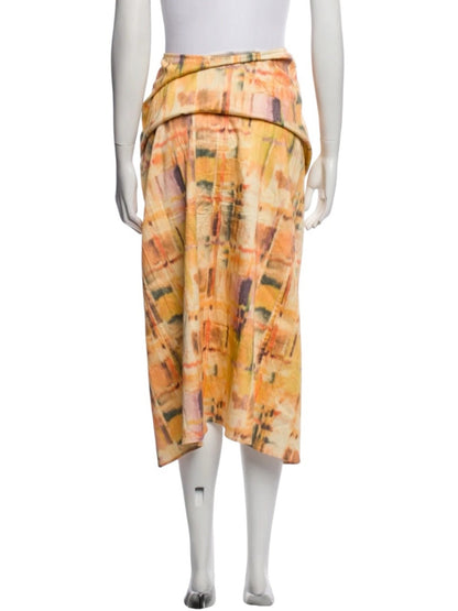 Cult Gaia Cult Gaia Yellow Peach Abstract Tie-Front Sarong Skirt