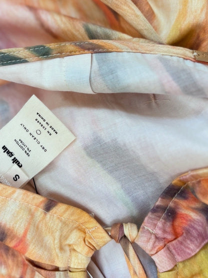 Cult Gaia Cult Gaia Yellow Peach Abstract Tie-Front Sarong Skirt
