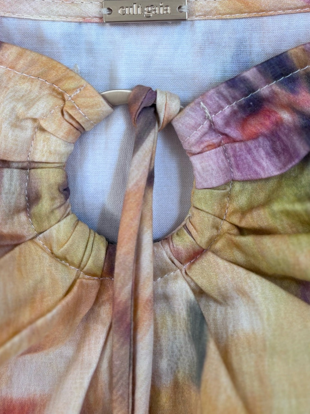 Cult Gaia Cult Gaia Yellow Peach Abstract Tie-Front Sarong Skirt