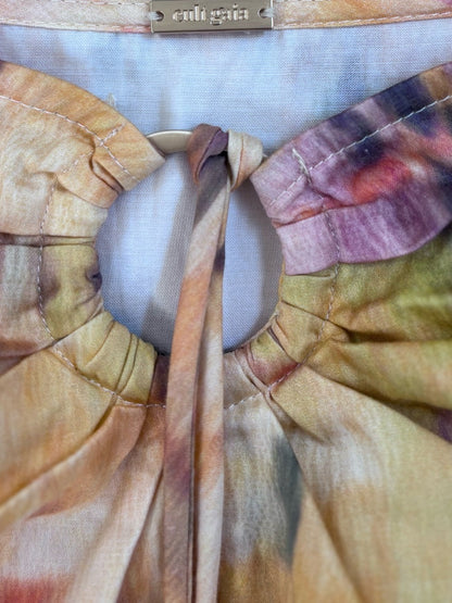 Cult Gaia Cult Gaia Yellow Peach Abstract Tie-Front Sarong Skirt