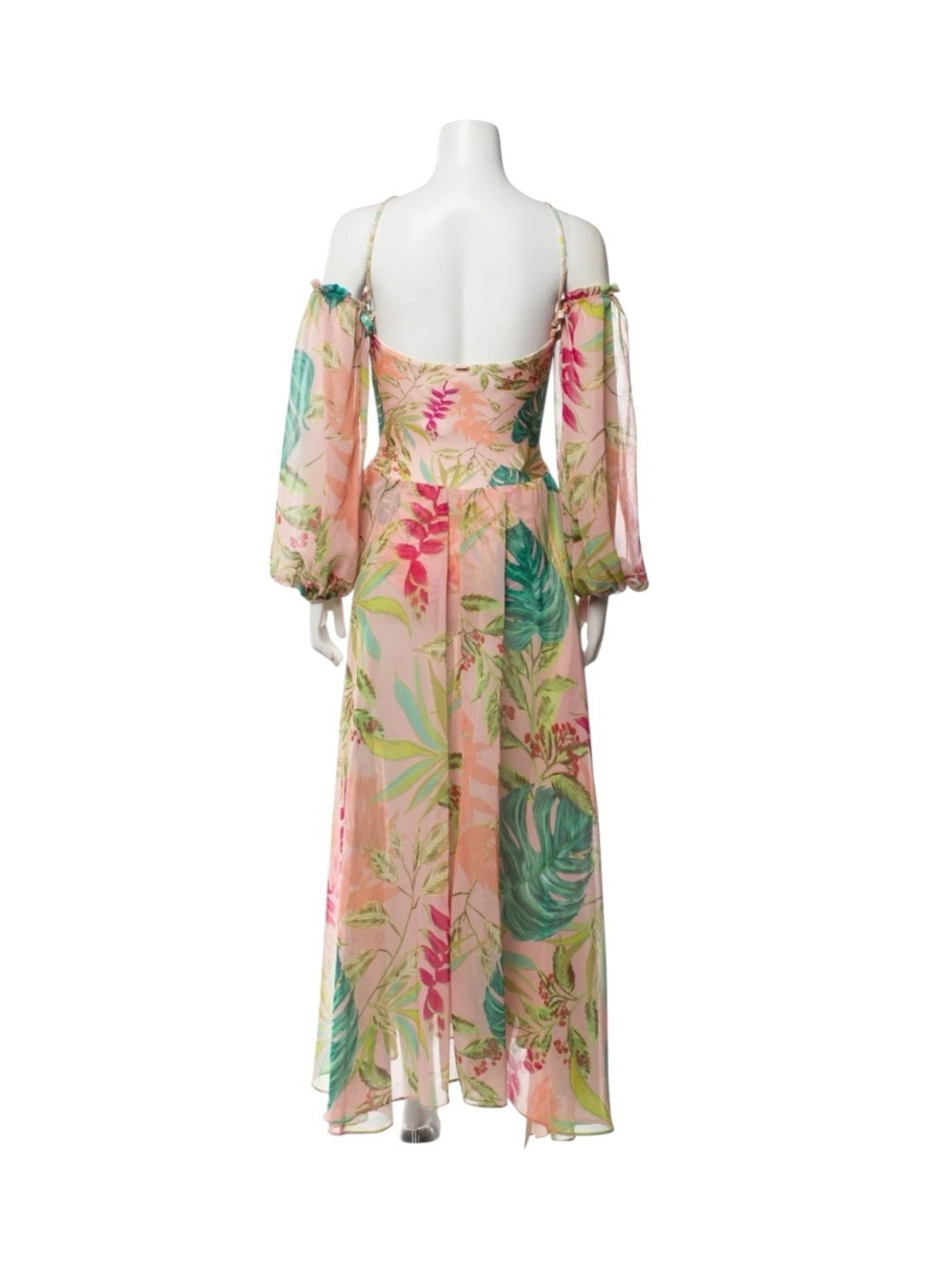 PatBO PatBO Pink Floral Off-Shoulder Maxi with Puff Sleeves