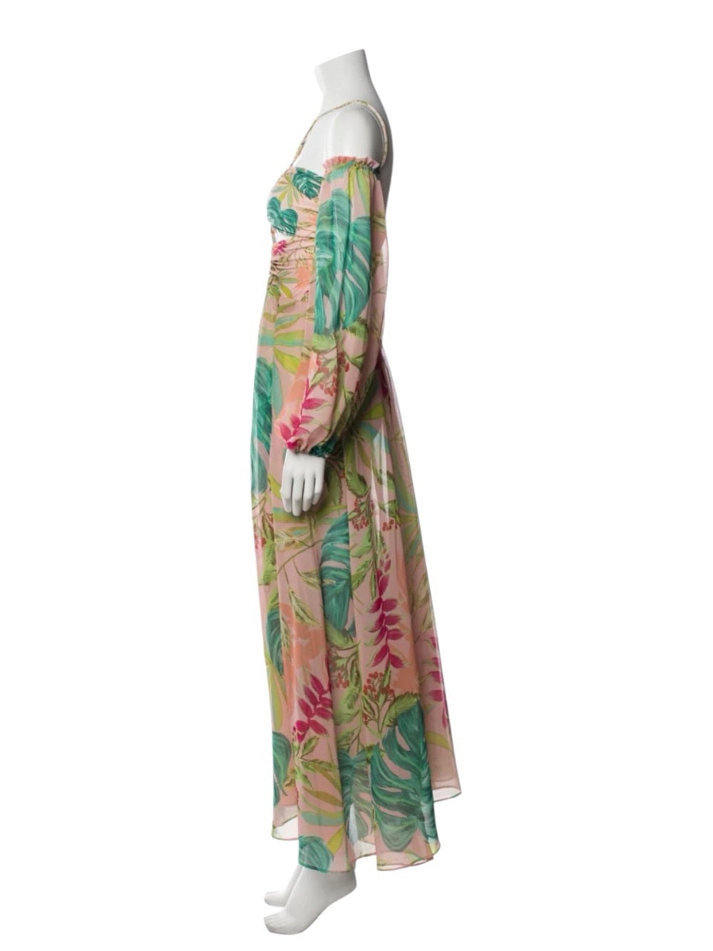 PatBO PatBO Pink Floral Off-Shoulder Maxi with Puff Sleeves