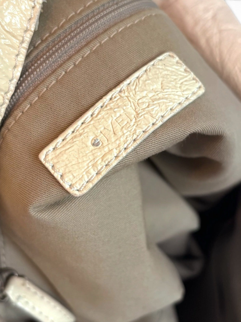 Givenchy Givenchy Light Beige Leather Tote with Grommet Accents
