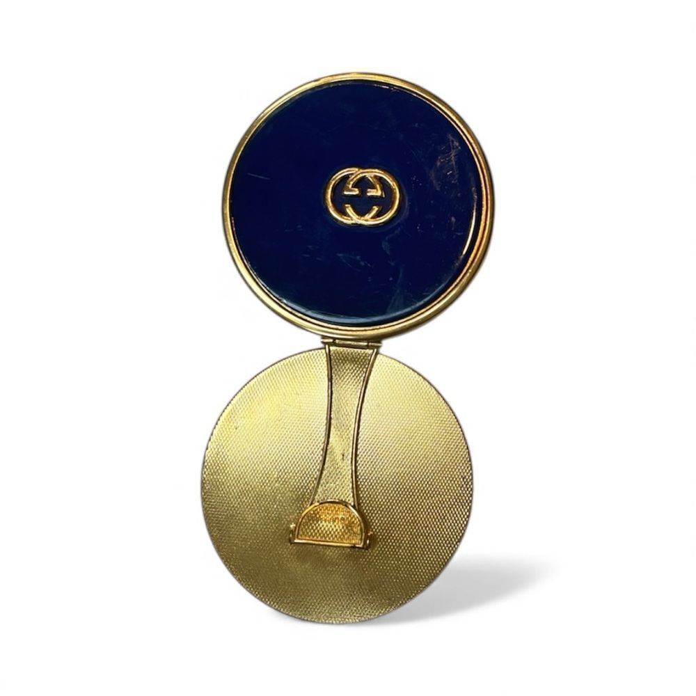 Gucci Gucci Gold and Cobalt Blue Vintage RARE Mirror Compact