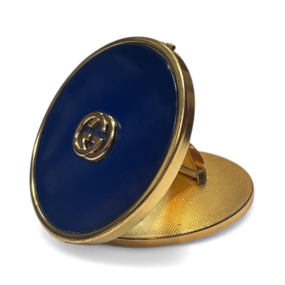 Gucci Gucci Gold and Cobalt Blue Vintage RARE Mirror Compact