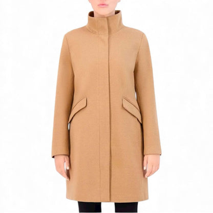 Cole Haan Cole Haan Women's Soft Twill Zip Up Coat - Beige Size 4