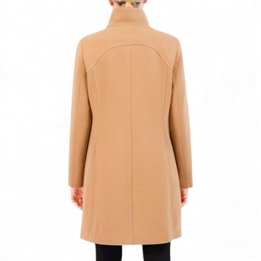 Cole Haan Cole Haan Women's Soft Twill Zip Up Coat - Beige Size 4