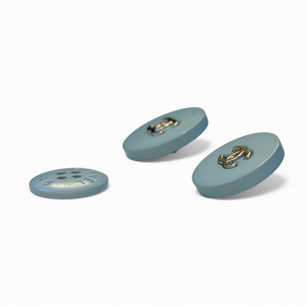 Chanel CHANEL Blue and Silver Metal CC Button Trio