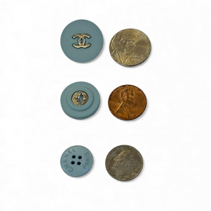 Chanel CHANEL Blue and Silver Metal CC Button Trio