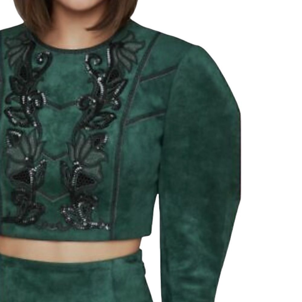 BCBGMAXAZRIA BCBGMAXAZRIA crop top in supple faux suede |Size: XS|