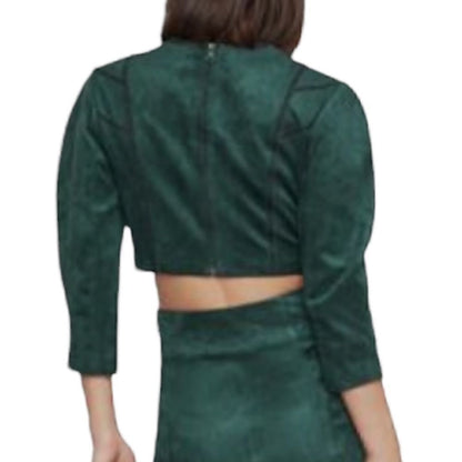 BCBGMAXAZRIA BCBGMAXAZRIA crop top in supple faux suede |Size: XS|