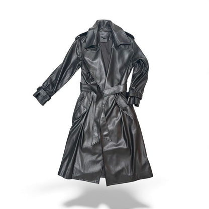 Alice + Olivia Alice + Olivia Nevada Vegan Trench in Black Vegan Leather