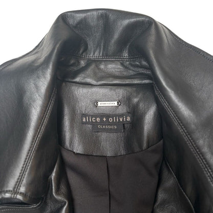 Alice + Olivia Alice + Olivia Nevada Vegan Trench in Black Vegan Leather
