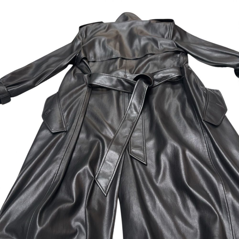 Alice + Olivia Alice + Olivia Nevada Vegan Trench in Black Vegan Leather