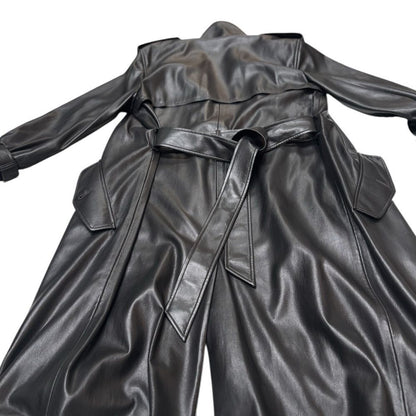 Alice + Olivia Alice + Olivia Nevada Vegan Trench in Black Vegan Leather