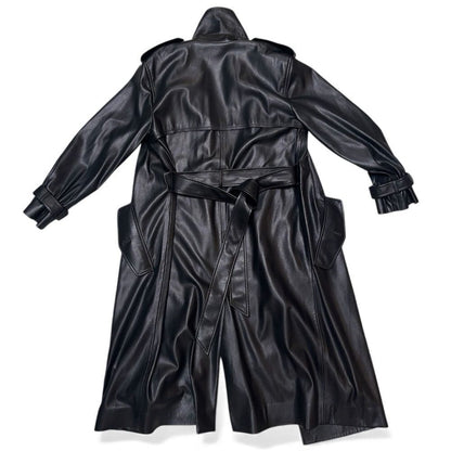 Alice + Olivia Alice + Olivia Nevada Vegan Trench in Black Vegan Leather